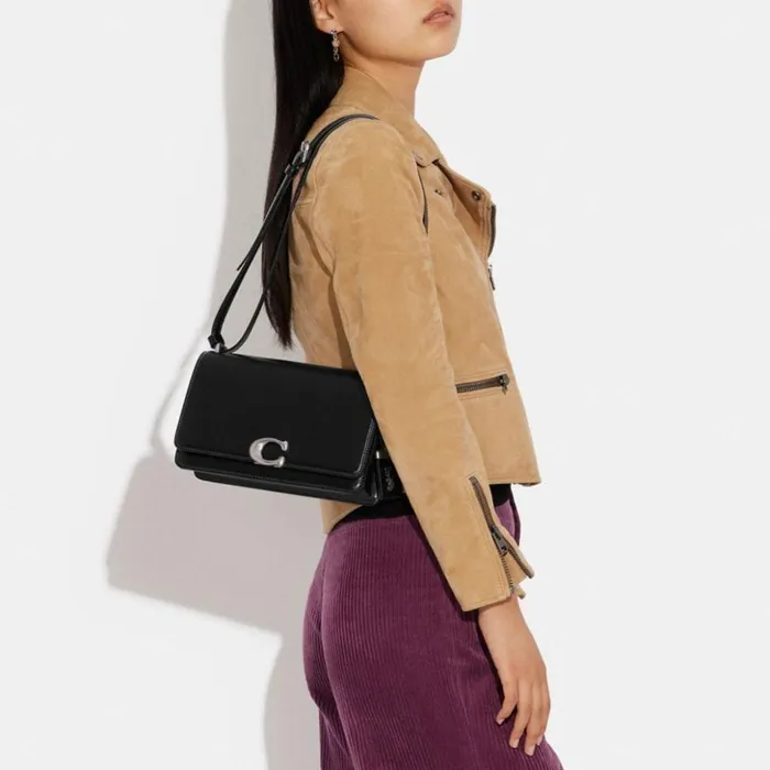 Women Bandit Shoulder Bag Silverblack Coach Shoulder Bags and Hobos