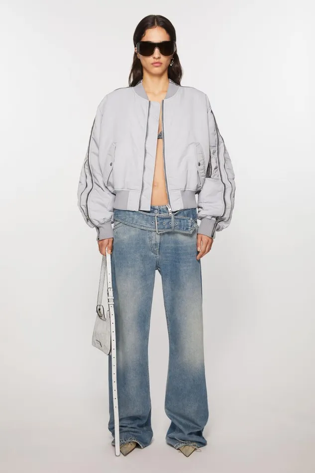 Women Belted Jeans 8211 Relaxed Fit Mid Blue Acne Studios Jeans