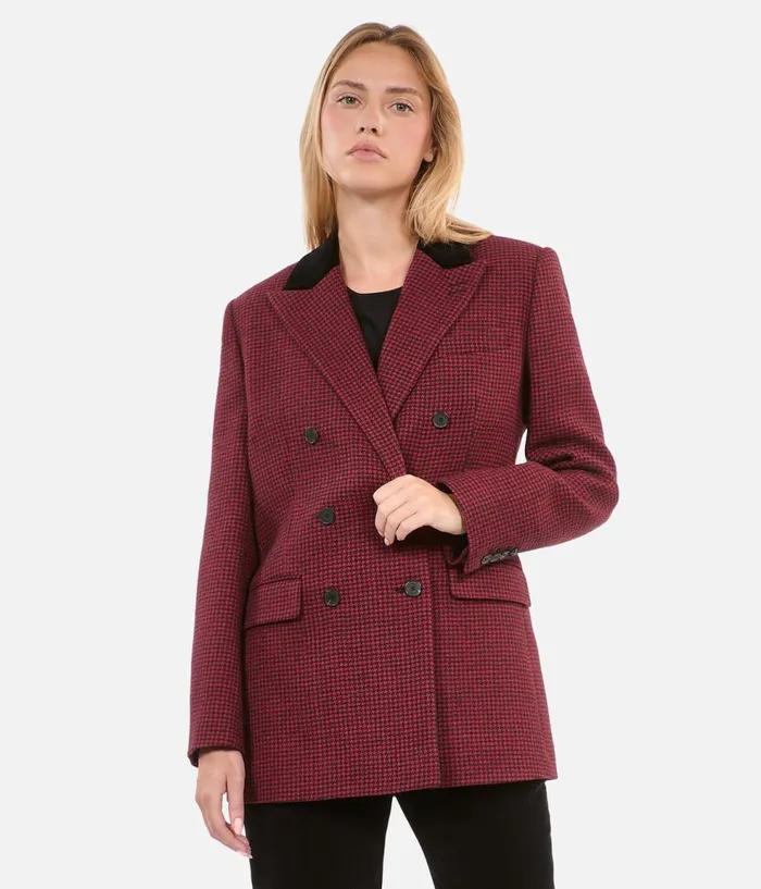 Women Blazers and Suits THE KOOPLES Black And Red Houndstooth Blazer