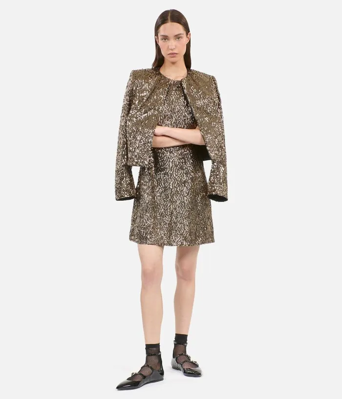 Women Blazers and Suits THE KOOPLES Short Jacket With Golden Sequins