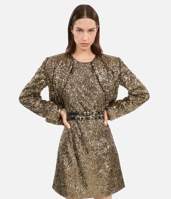 Women Blazers and Suits THE KOOPLES Short Jacket With Golden Sequins Women Blazers and Suits THE KOOPLES Short Jacket With Golden Sequins