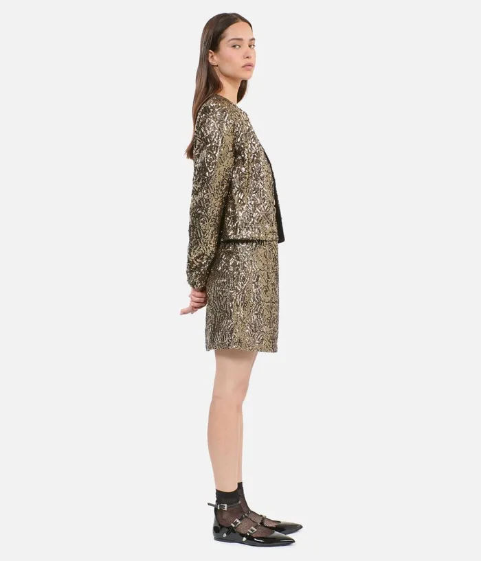 Women Blazers and Suits THE KOOPLES Short Jacket With Golden Sequins Women Blazers and Suits THE KOOPLES Short Jacket With Golden Sequins
