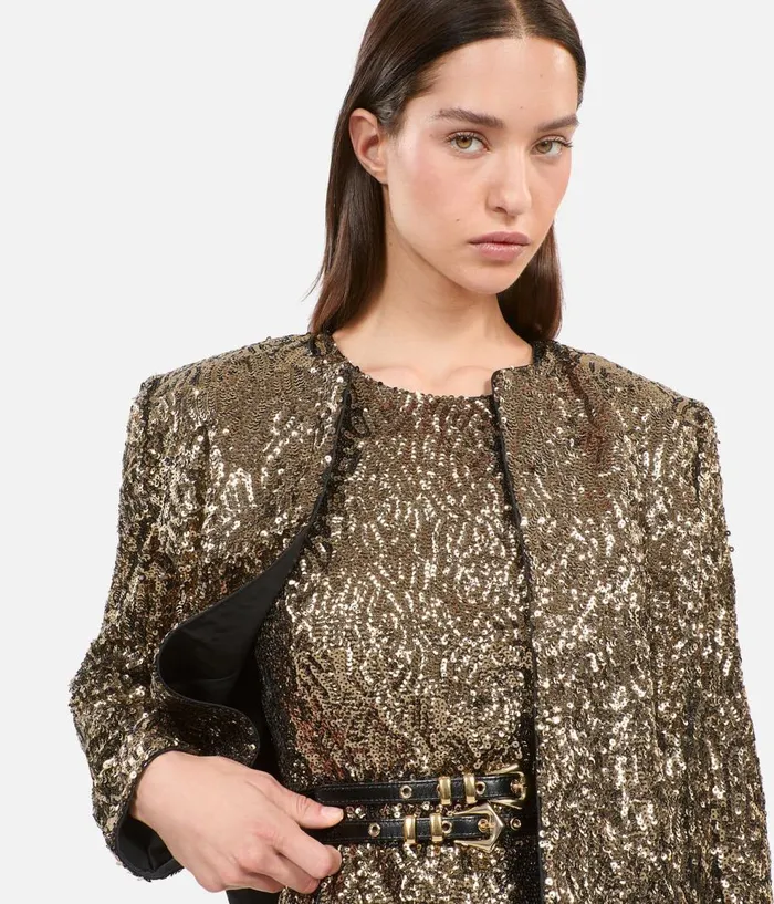 Women Blazers and Suits THE KOOPLES Short Jacket With Golden Sequins Women Blazers and Suits THE KOOPLES Short Jacket With Golden Sequins