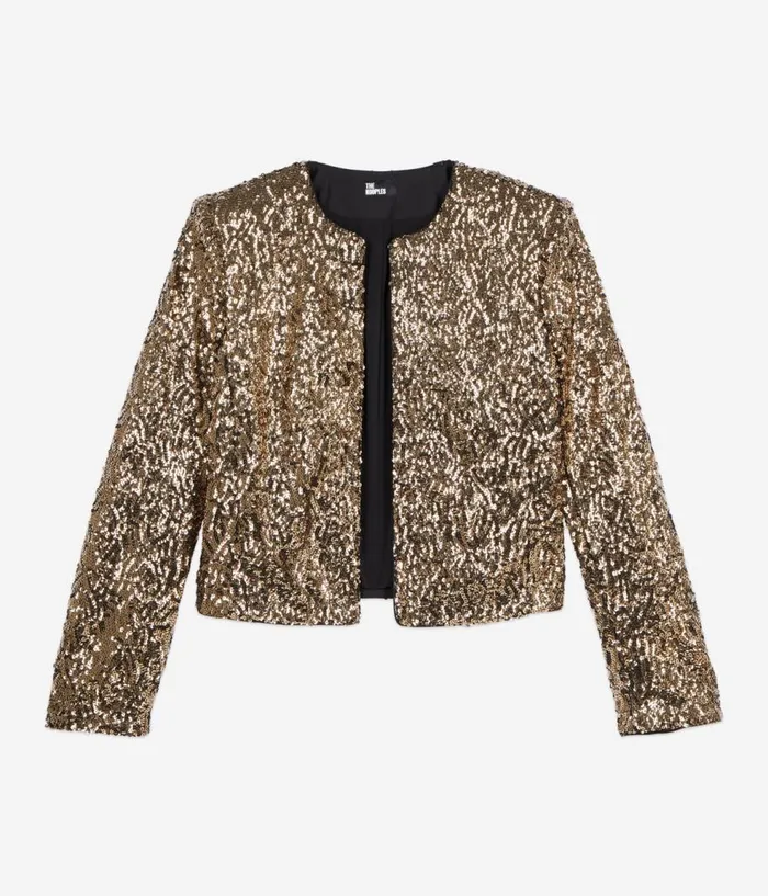 Women Blazers and Suits THE KOOPLES Short Jacket With Golden Sequins Women Blazers and Suits THE KOOPLES Short Jacket With Golden Sequins