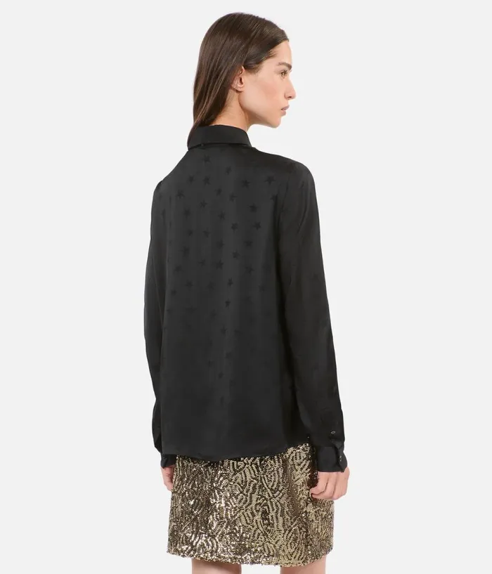 Women Blouses and Shirts THE KOOPLES Black Jacquard Shirt Women Blouses and Shirts THE KOOPLES Black Jacquard Shirt