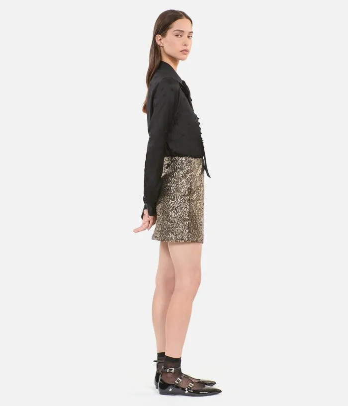 Women Blouses and Shirts THE KOOPLES Black Jacquard Shirt Women Blouses and Shirts THE KOOPLES Black Jacquard Shirt