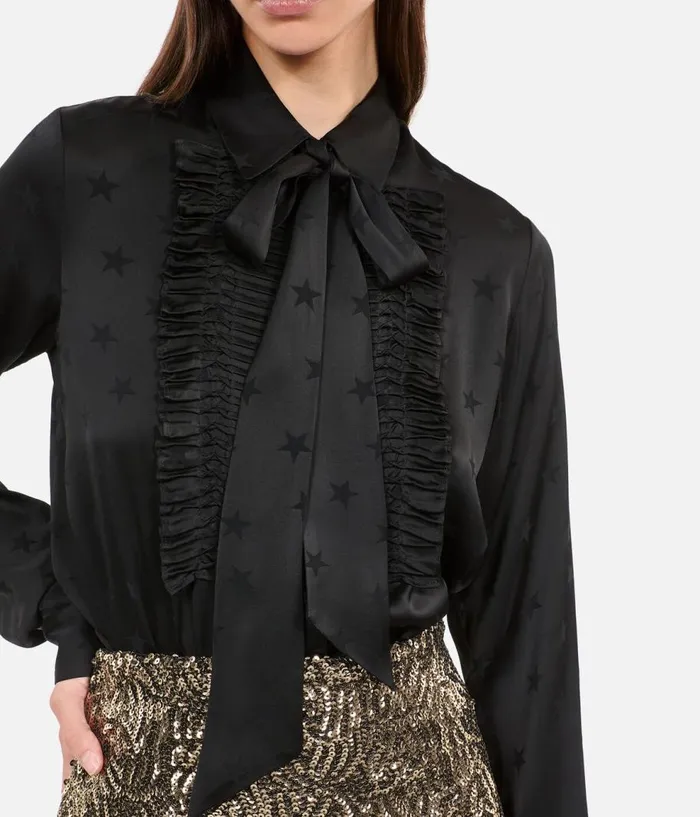 Women Blouses and Shirts THE KOOPLES Black Jacquard Shirt Women Blouses and Shirts THE KOOPLES Black Jacquard Shirt