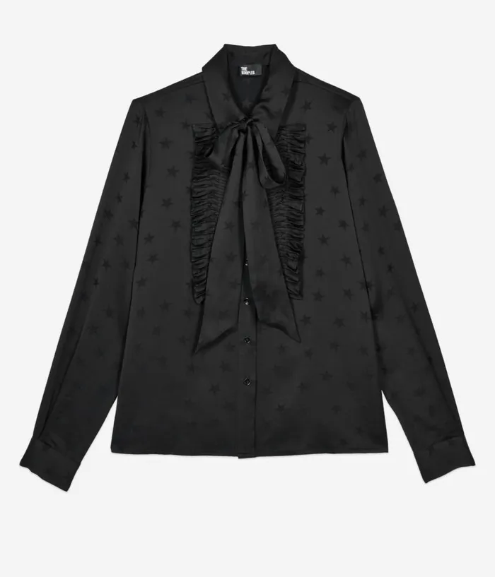 Women Blouses and Shirts THE KOOPLES Black Jacquard Shirt Women Blouses and Shirts THE KOOPLES Black Jacquard Shirt