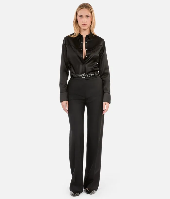 Women Blouses and Shirts THE KOOPLES Black Westernstyle Satin Shirt