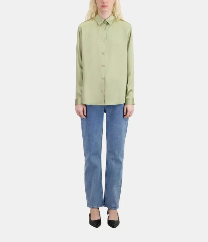 Women Blouses and Shirts THE KOOPLES Light Green Satin Silk Shirt