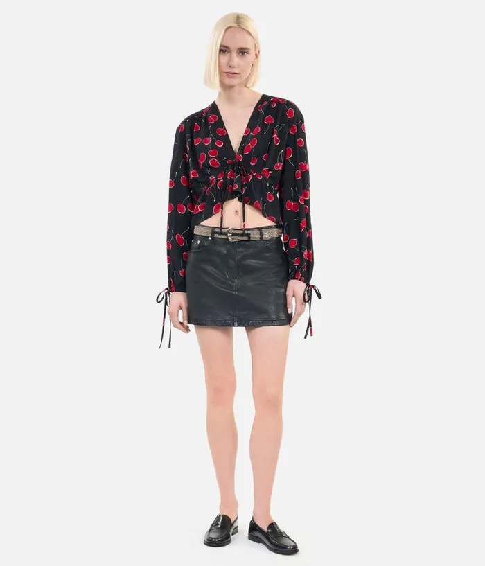Women Blouses and Shirts THE KOOPLES Printed Cropped Top With Ruffles Women Blouses and Shirts THE KOOPLES Printed Cropped Top With Ruffles