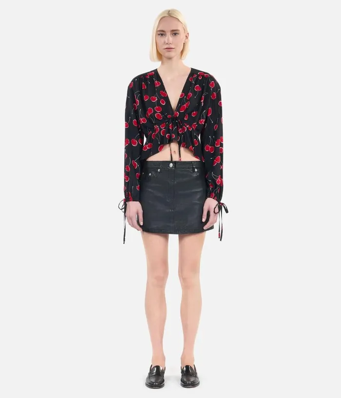 Women Blouses and Shirts THE KOOPLES Printed Cropped Top With Ruffles Women Blouses and Shirts THE KOOPLES Printed Cropped Top With Ruffles