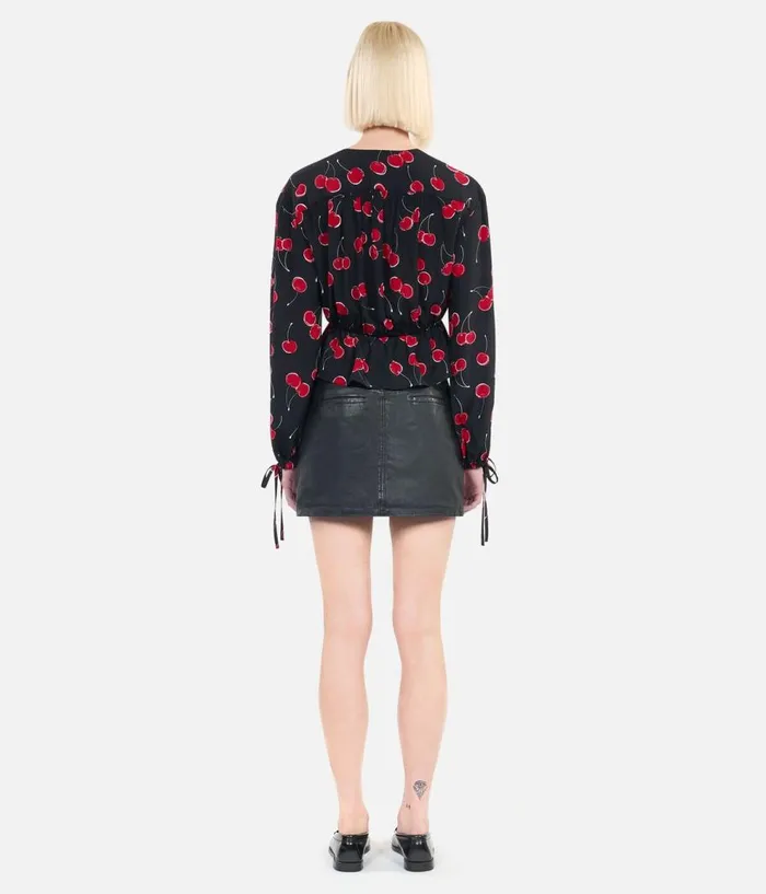 Women Blouses and Shirts THE KOOPLES Printed Cropped Top With Ruffles Women Blouses and Shirts THE KOOPLES Printed Cropped Top With Ruffles