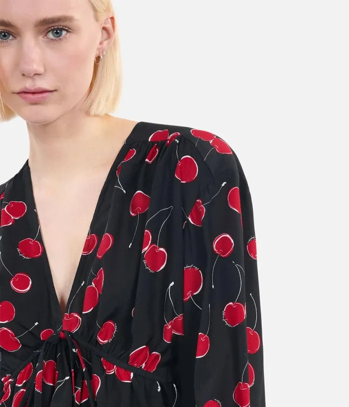 Women Blouses and Shirts THE KOOPLES Printed Cropped Top With Ruffles Women Blouses and Shirts THE KOOPLES Printed Cropped Top With Ruffles