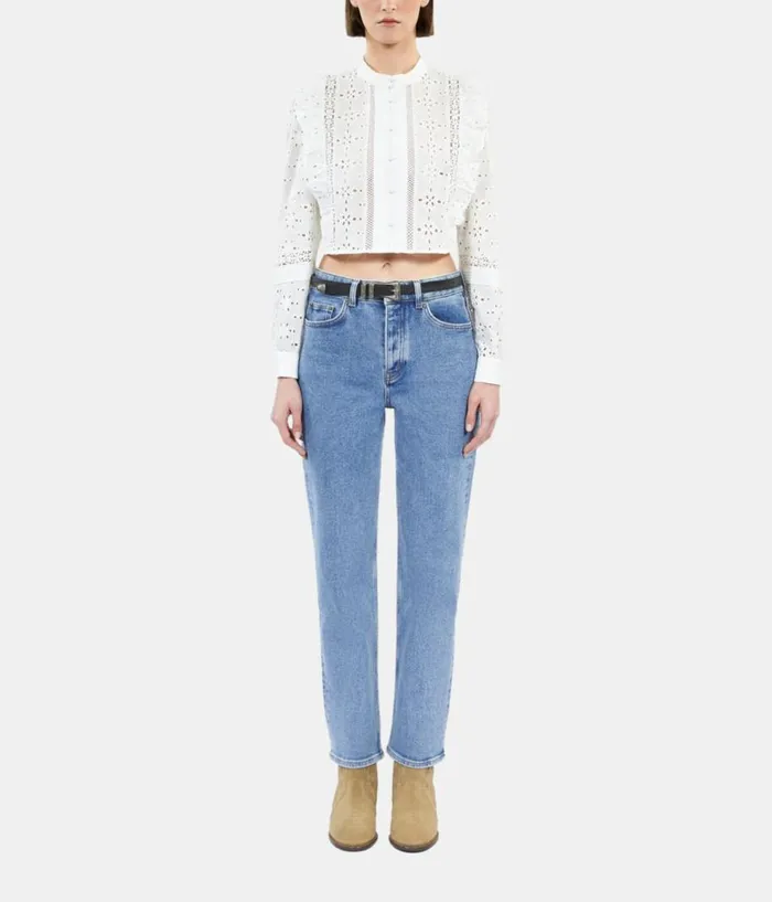 Women Blouses and Shirts THE KOOPLES White Shirt With English Embroidery Women Blouses and Shirts THE KOOPLES White Shirt With English Embroidery