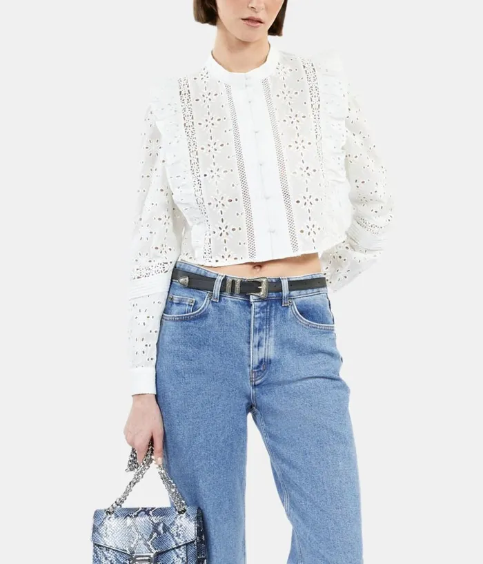 Women Blouses and Shirts THE KOOPLES White Shirt With English Embroidery Women Blouses and Shirts THE KOOPLES White Shirt With English Embroidery