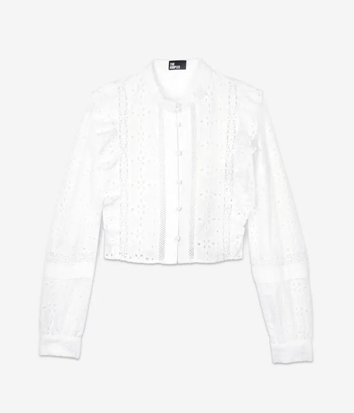 Women Blouses and Shirts THE KOOPLES White Shirt With English Embroidery Women Blouses and Shirts THE KOOPLES White Shirt With English Embroidery