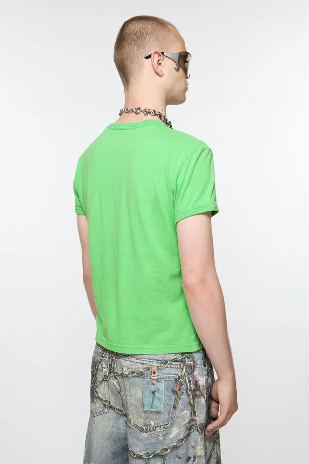 Women Blurred Logo Tshirt 8211 Fitted Unisex Fit Bright Green Acne Studios Tshirts