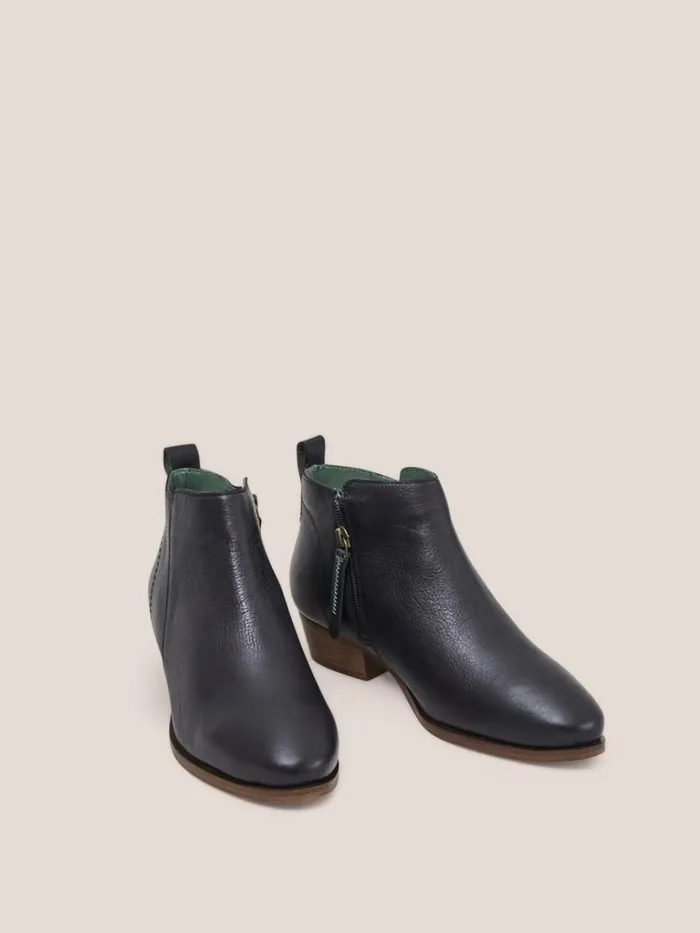 Women BOOTS White Stuff Willow Ankle Leather Boot Pure Black