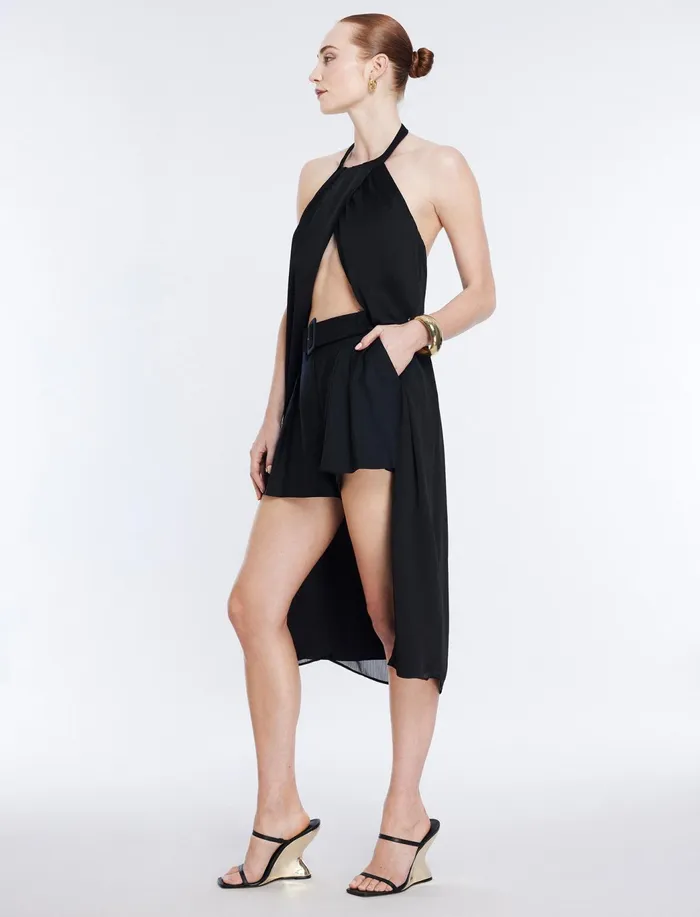 Women Bottoms BCBG Belted Pleated Short Black