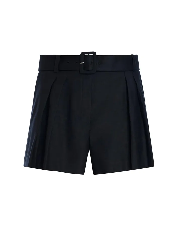Women Bottoms BCBG Belted Pleated Short Black