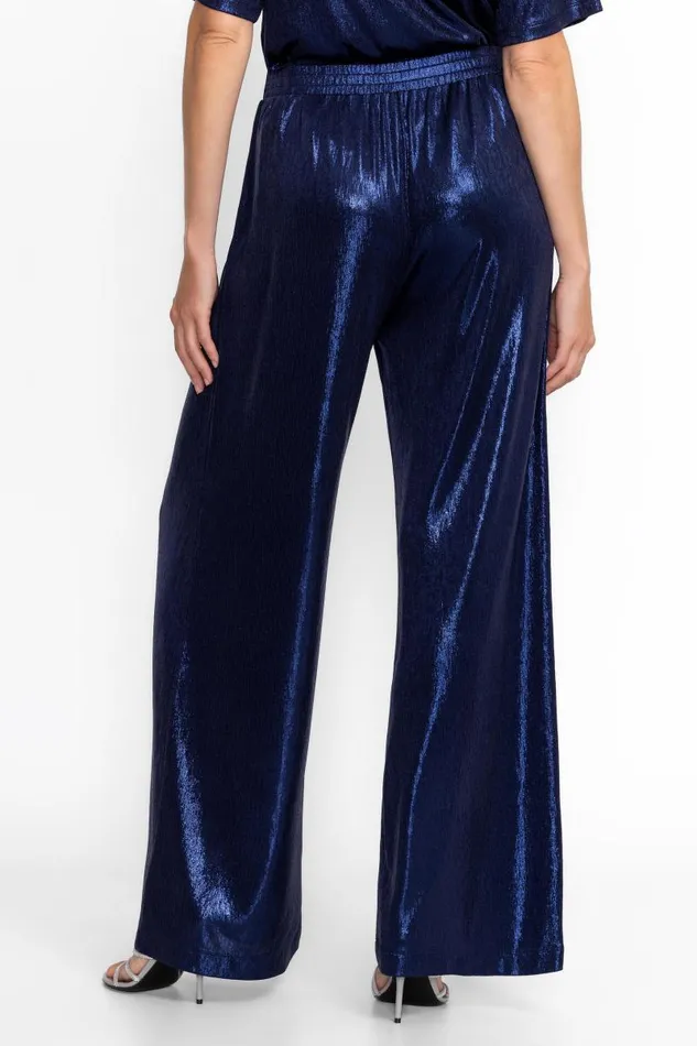 Women Bottoms Johnny Was BRISTOL KNIT PANT Metallic Sapphire Blue