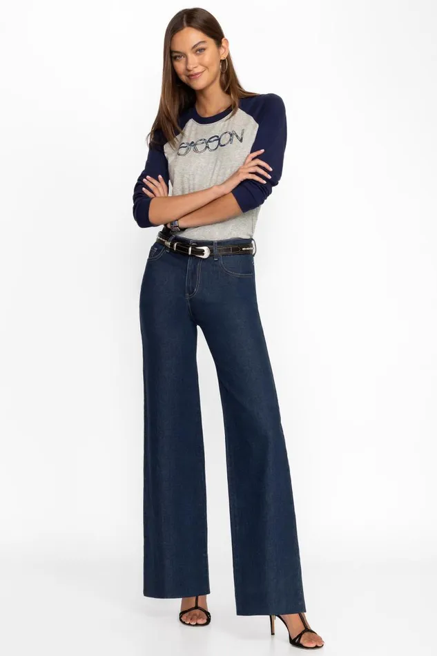 Women Bottoms Johnny Was LUMIERE WIDE LEG JEAN True Blue Rinse Wash