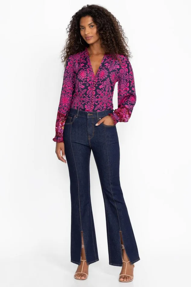 Women Bottoms Johnny Was THE FRONT SLIT JEAN Dark Wash