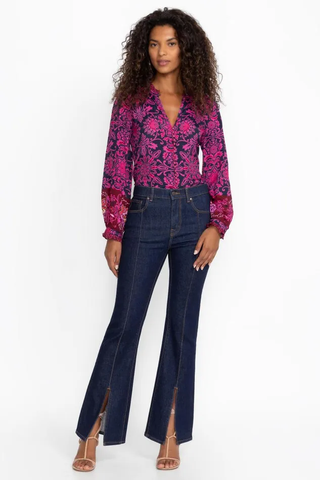 Women Bottoms Johnny Was THE FRONT SLIT JEAN Dark Wash Women Bottoms Johnny Was THE FRONT SLIT JEAN Dark Wash