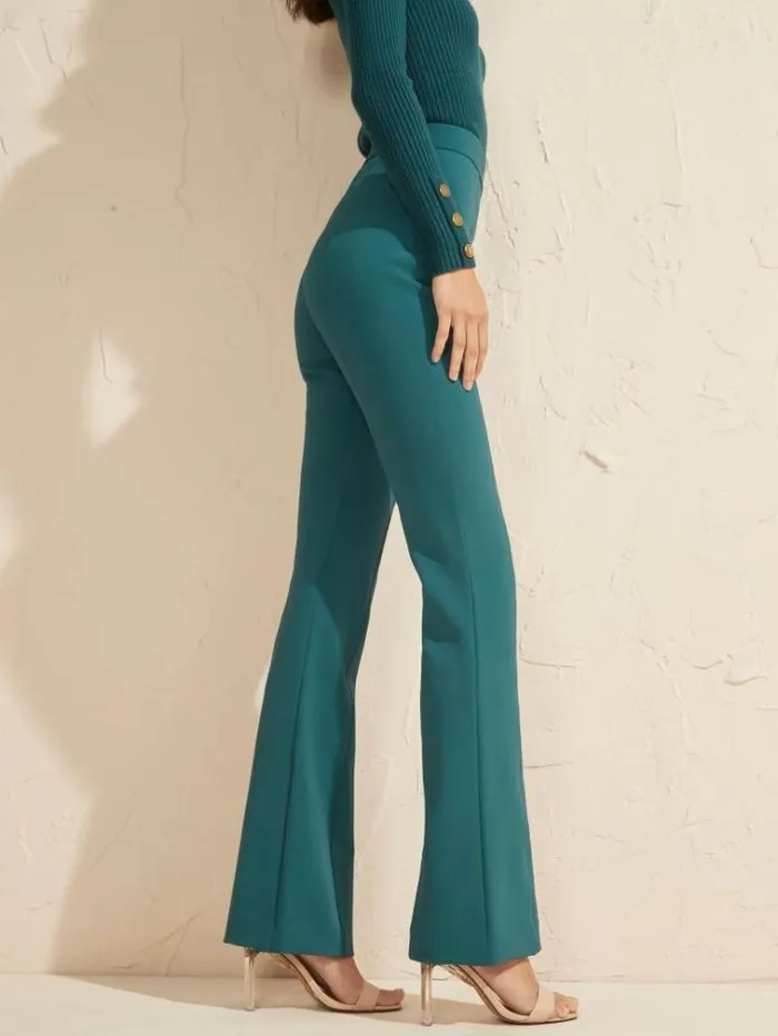 Women Bottoms Marciano Chloe Flared Pant Regal Teal Multi Women Bottoms Marciano Chloe Flared Pant Regal Teal Multi