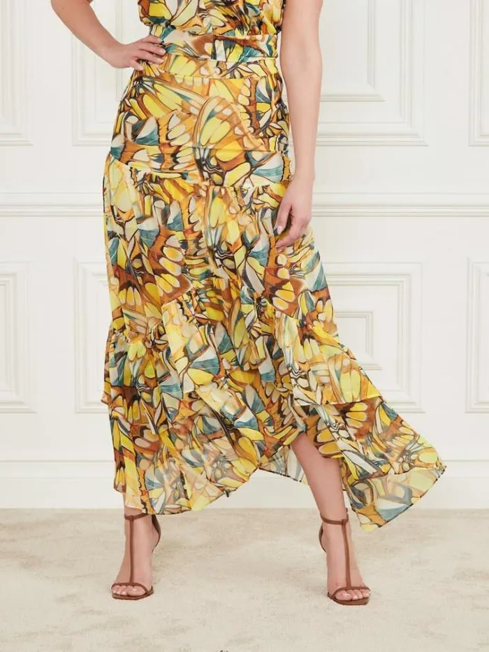 Women Bottoms Marciano Golden Wing Skirt Golden Wing Print