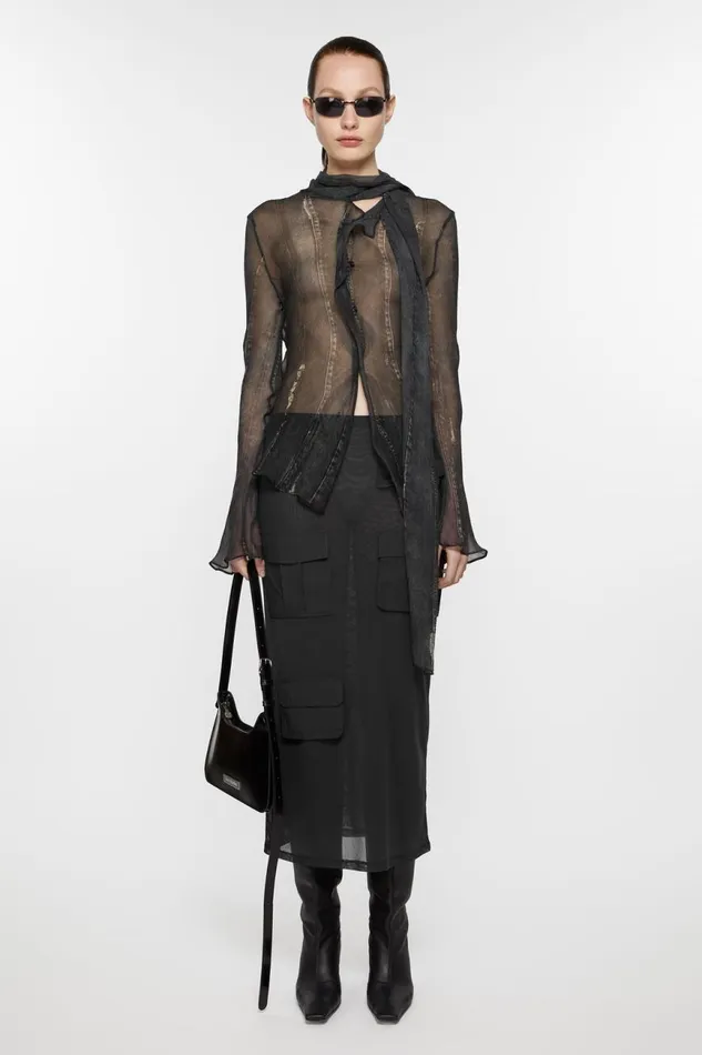 Women Cargo Mesh Skirt Anthracite Grey Acne Studios Skirts