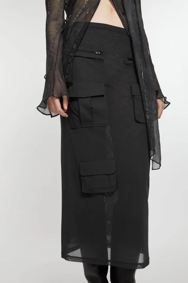 Women Cargo Mesh Skirt Anthracite Grey Acne Studios Skirts