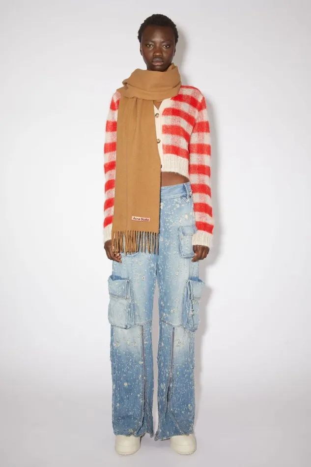 Women Cashmere Fringe Scarf 8211 Narrow Dark Camel Acne Studios Scarves