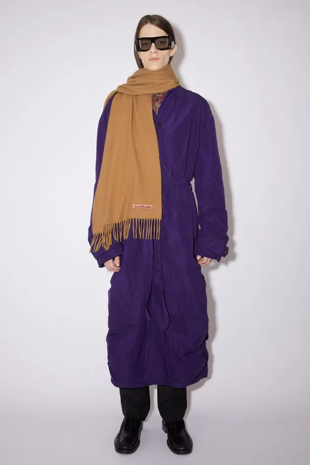Women Cashmere Fringe Scarf 8211 Narrow Dark Camel Acne Studios Scarves