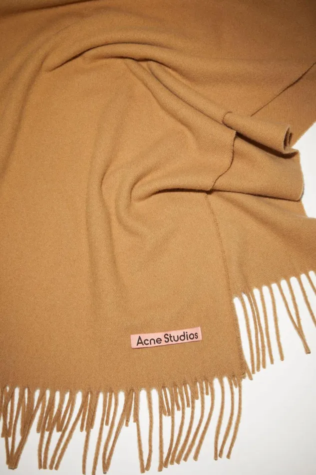 Women Cashmere Fringe Scarf 8211 Narrow Dark Camel Acne Studios Scarves