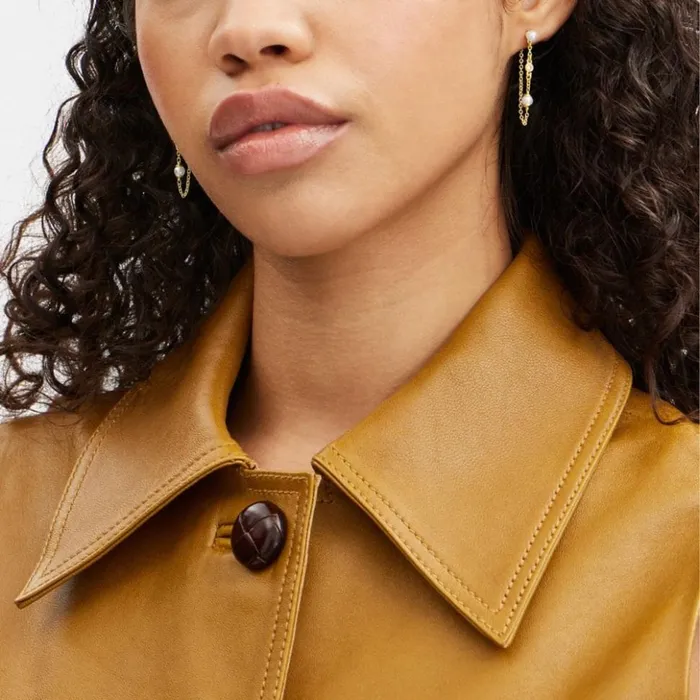 Women Classic Pearl Chain Earrings Goldpearl Coach Jewelry