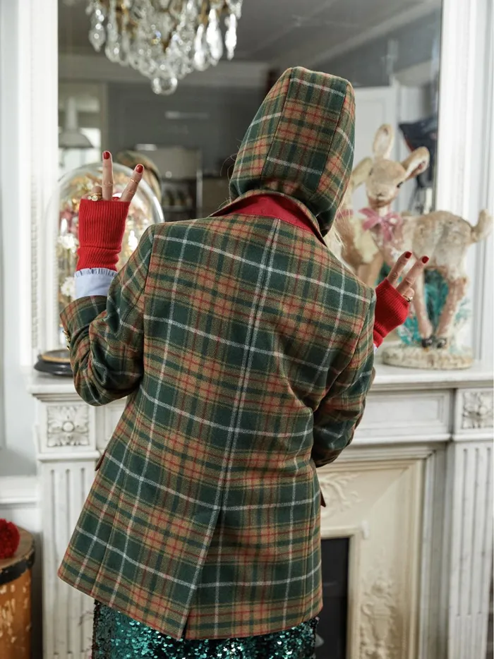 Women Clothing Cyrillus Augustine Jacket 8211 Christmas In Constance039s Wonderland Carreaux Vert