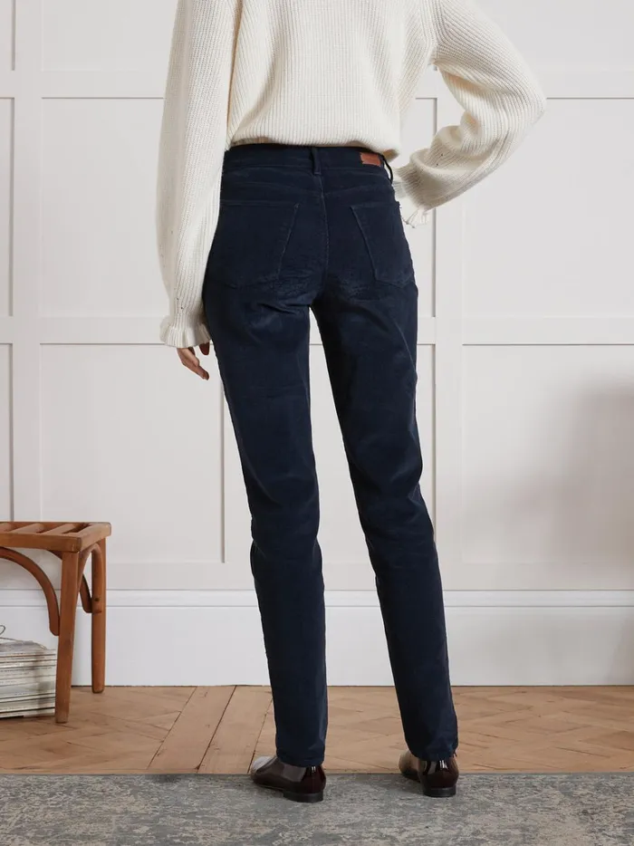 Women Clothing Cyrillus Chloe Corduroy SlimFit Trousers Encre