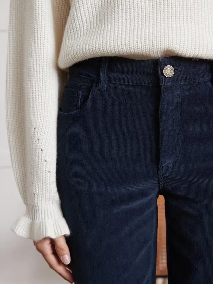 Women Clothing Cyrillus Chloe Corduroy SlimFit Trousers Encre