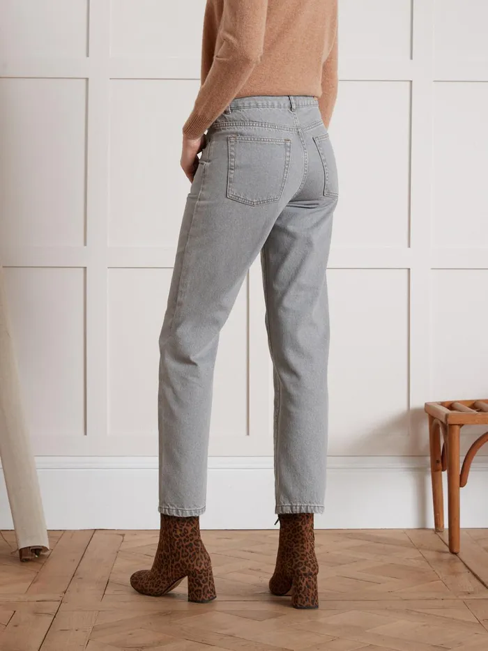 Women Clothing Cyrillus Claire Mom Organic Cotton Jeans With EcoFriendly Wash Denim Gris Clair