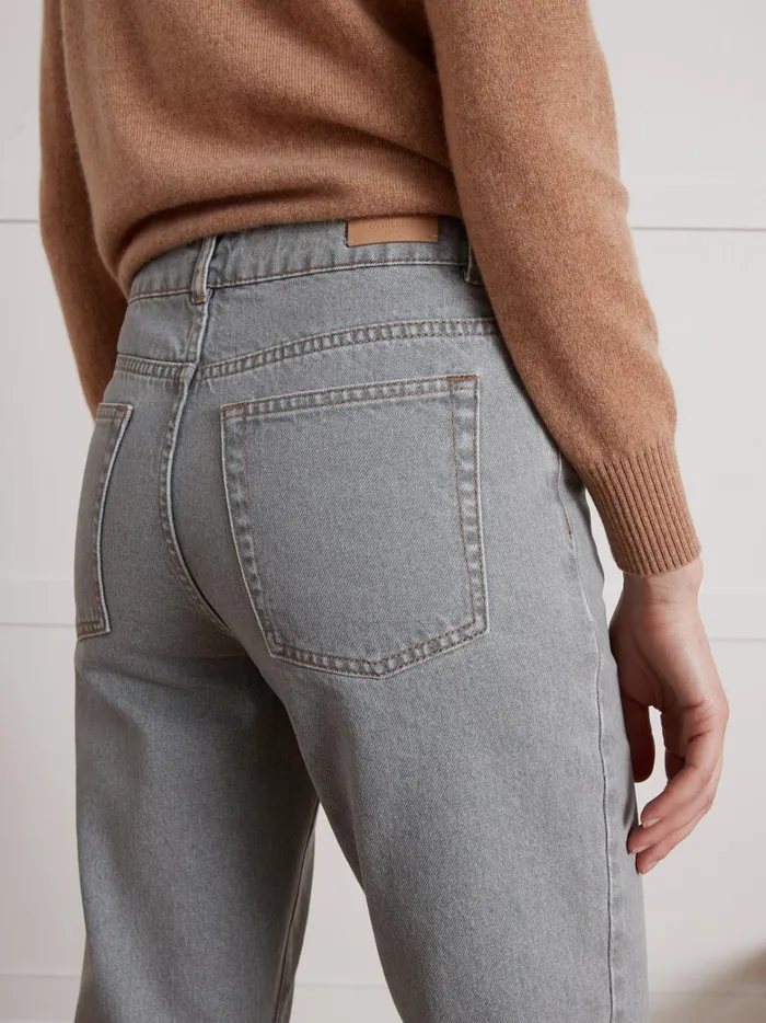 Women Clothing Cyrillus Claire Mom Organic Cotton Jeans With EcoFriendly Wash Denim Gris Clair