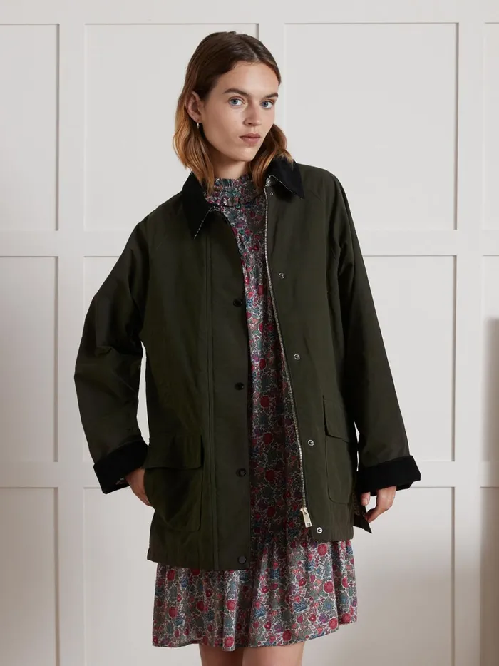 Women Clothing Cyrillus Coated Cotton Jacket Green