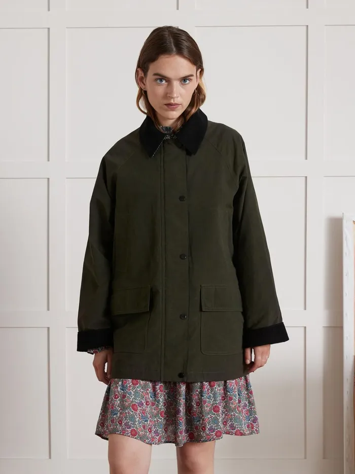 Women Clothing Cyrillus Coated Cotton Jacket Green