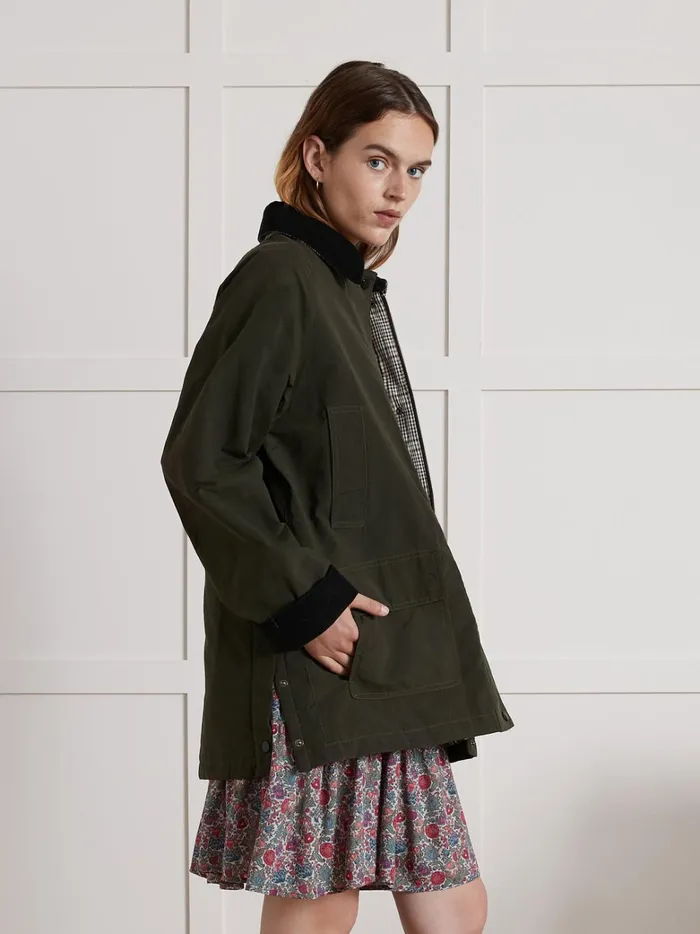 Women Clothing Cyrillus Coated Cotton Jacket Green