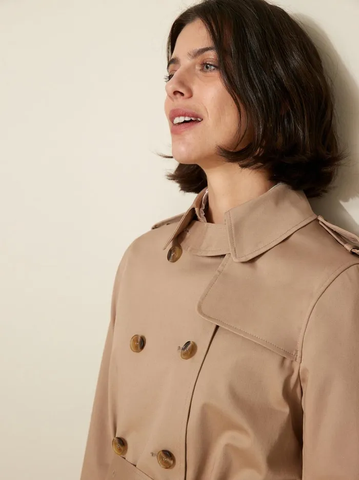 Women Clothing Cyrillus Long Trench Coat Beige