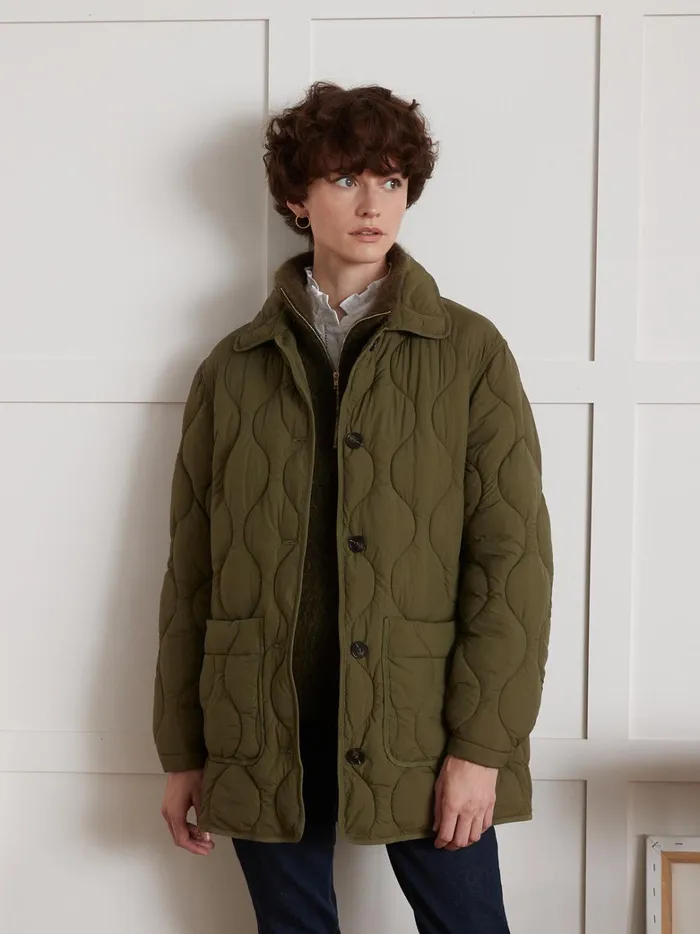 Women Clothing Cyrillus Quilted Jadket Vert Chasse
