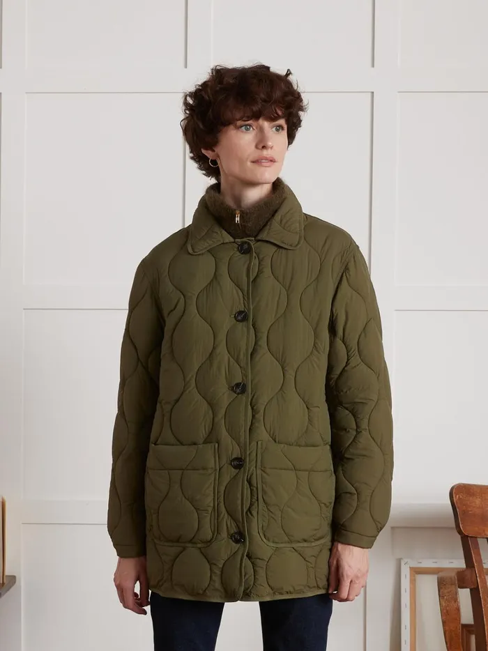 Women Clothing Cyrillus Quilted Jadket Vert Chasse