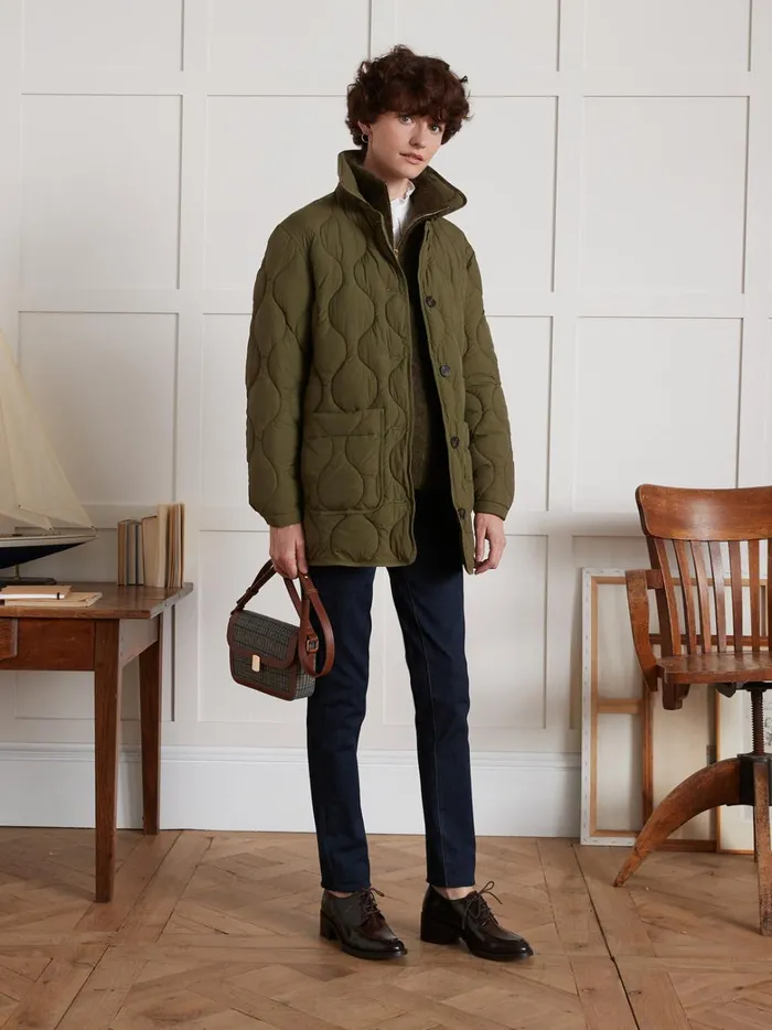 Women Clothing Cyrillus Quilted Jadket Vert Chasse