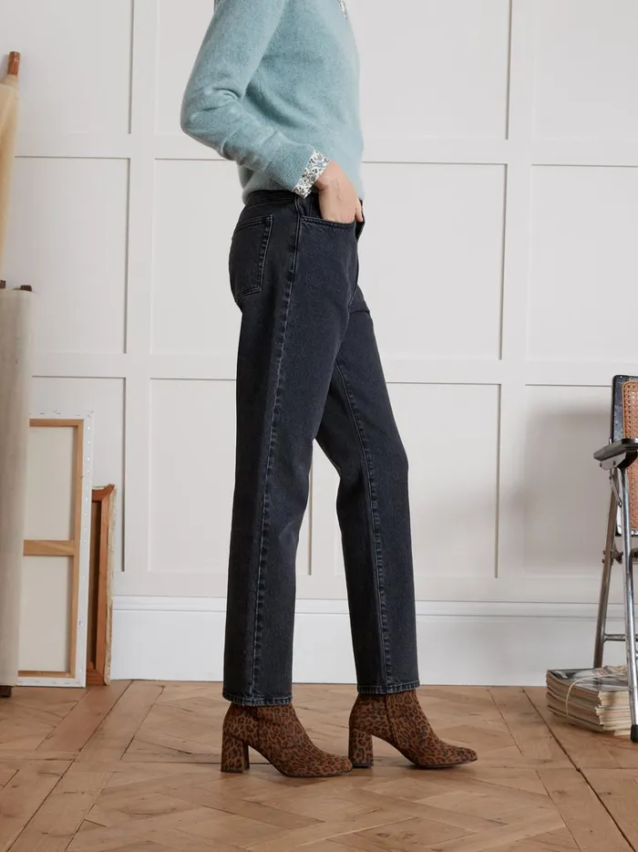 Women Clothing Cyrillus Sandra StraightLeg Organic Cotton Jeans With EcoFriendly Wash Denim Gris Fonce